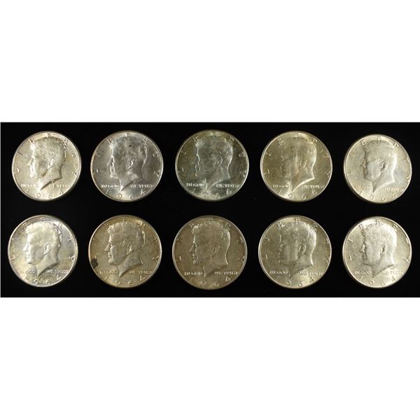 (10) 90% SILVER KENNEDY HALF DOLLARS