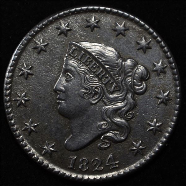 1824 LARGE CENT AU/BU