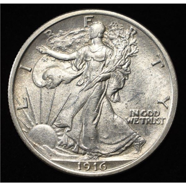 1916 WALKING LIBERTY HALF BU