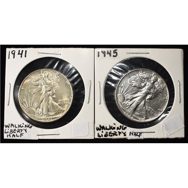 1941 & 1945 WALKING LIBERTY HALF DOLLARS