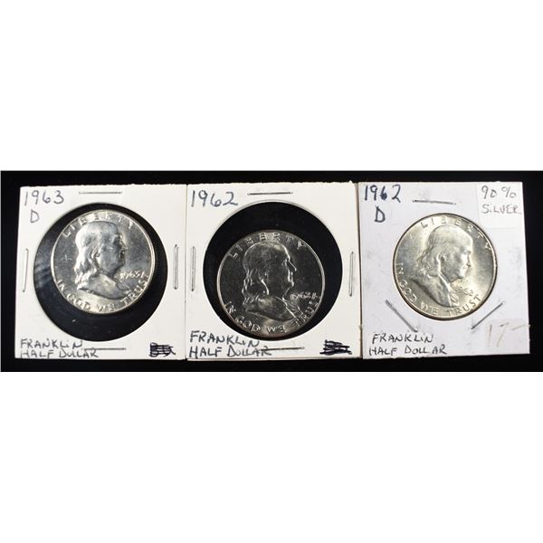 1962-P&D & 1963-D FRANKLIN HALF DOLLARS