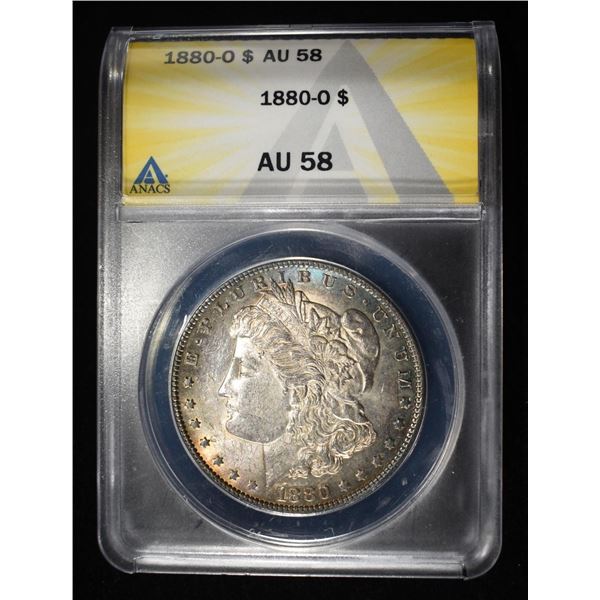 1880-O MORGAN DOLLAR ANACS AU58