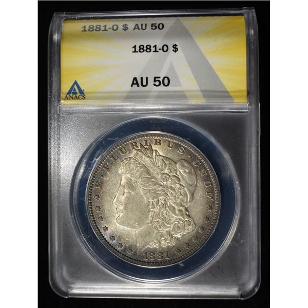 1881-O MORGAN DOLLAR ANACS AU50