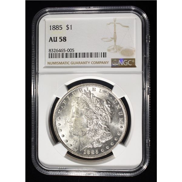 1885 MORGAN DOLLAR NGC AU58