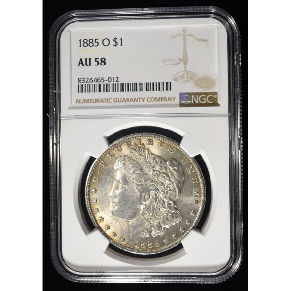 1885-O MORGAN DOLLAR NGC AU58