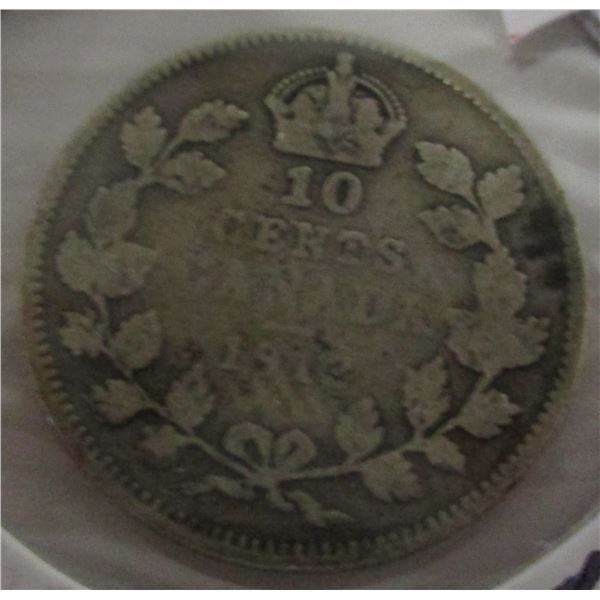 1912 CANADA KING GEORGE V SILVER DIME