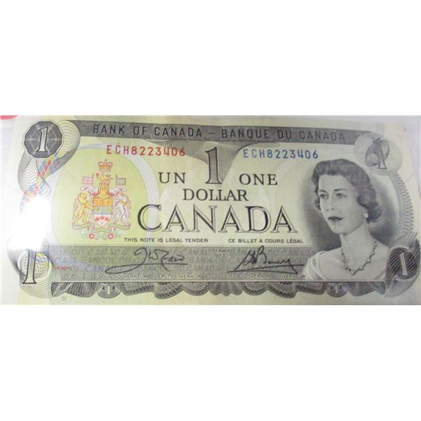 1973 BANK OF CANADA LAST OF CANADA $1 BILL