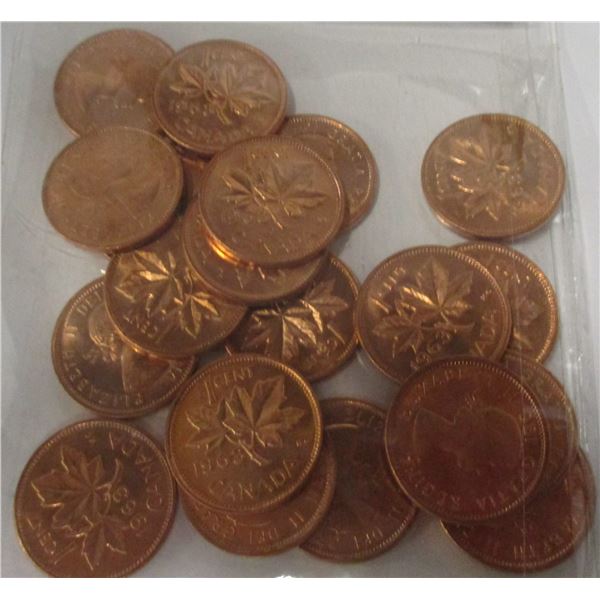 1963 (LOT OF 20) CH/BU LAST OF CANADA PENNIES