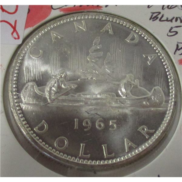 1965 (BLUNT '5') BU CANADA SILVER DOLLAR