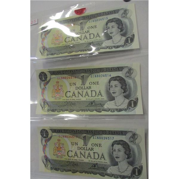 1973 CANADA SEQUENTIAL SERIAL NUMBER LAST OF CANADA $1 BILLS