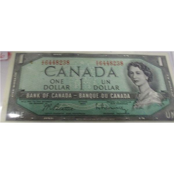 1954 CRISP UNCIRCULATED LAST OF CANADA $1 BILL