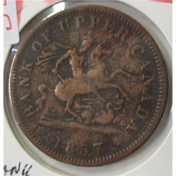 1857 BANK OF UPPER CANADA PENNY TOKEN