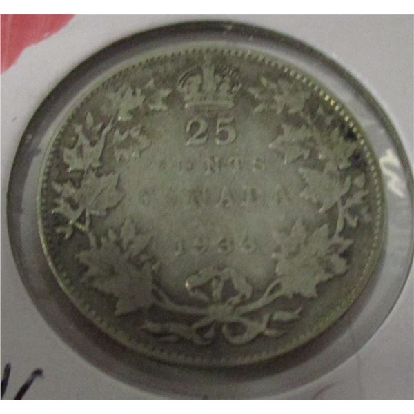1933 CANADA KING GEORGE V SILVER QUARTER