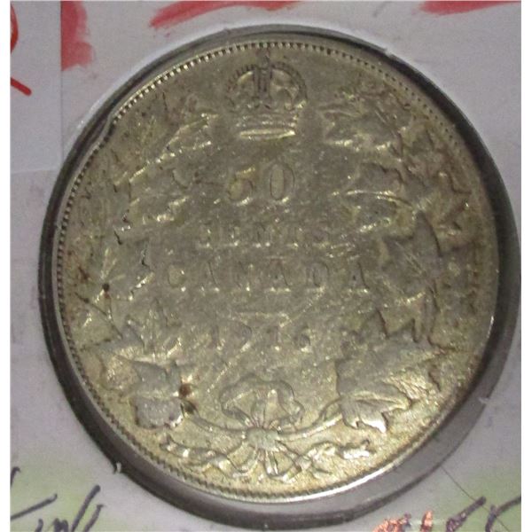 1916 CANADA KING GEORGE V SILVER HALF DOLLAR