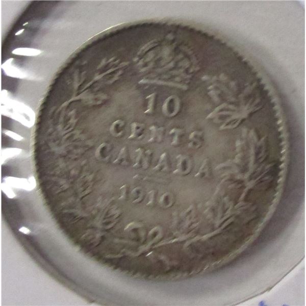 1910 CANADA KING EDWARD VII SILVER DIME