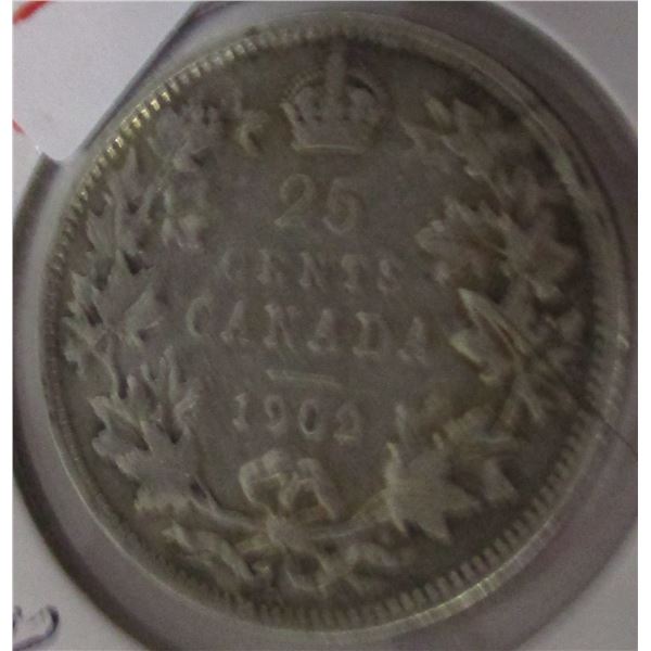 1902H CANADA KING EDWARD VII SILVER QUARTER
