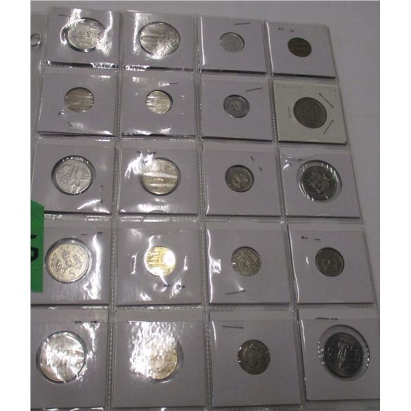 PAGE OF 20 ASSORTED WORLD COINS