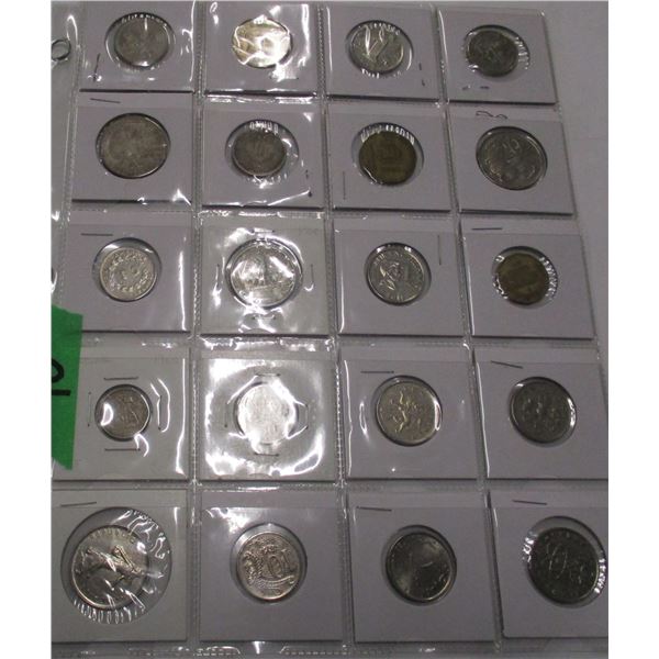 PAGE OF 20 ASSORTED WORLD COINS