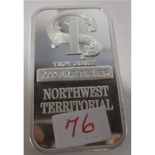 .999 TROY OUNCE SILVER BAR (SELLING AS IS - SILVER CONTENT NOT VERIFIED - NOT TESTED)