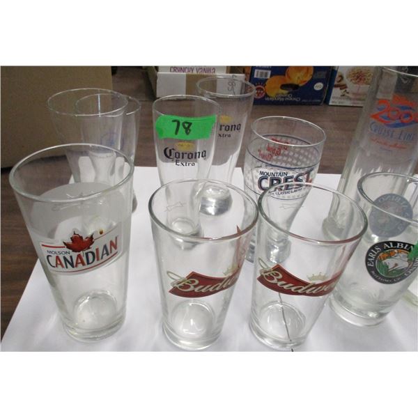BOX C/W BEER GLASSES, ALCB GLASS, PACKAGE OF FACE SHIELDS
