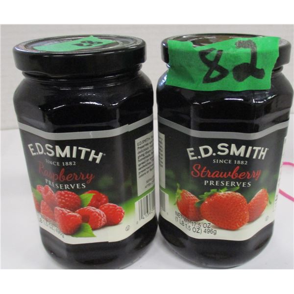 SHELF PULLS (AS IS):  ED SMITH JAM (STRAWBERRY & RASPBERRY) (2 JARS X 496G)
