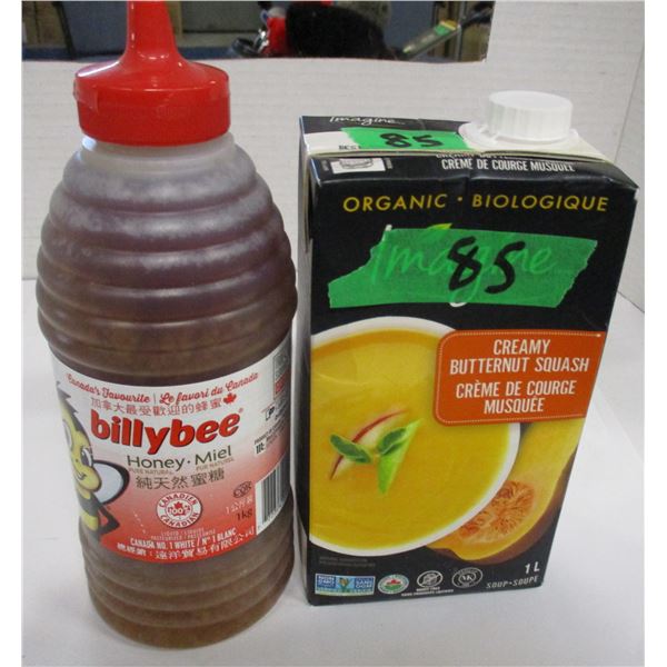 SHELF PULLS (AS IS):  BUTTERNUT SQUASH SOUP (1L) & WHITE HONEY (1 KG)