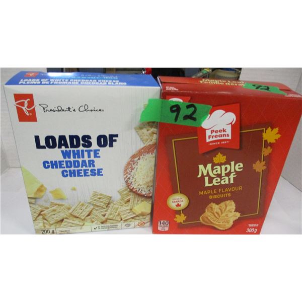 SHELF PULLS (AS IS):  CHEDDAR CRACKERS (200G) & MAPLE LEAF COOKIES (300G)