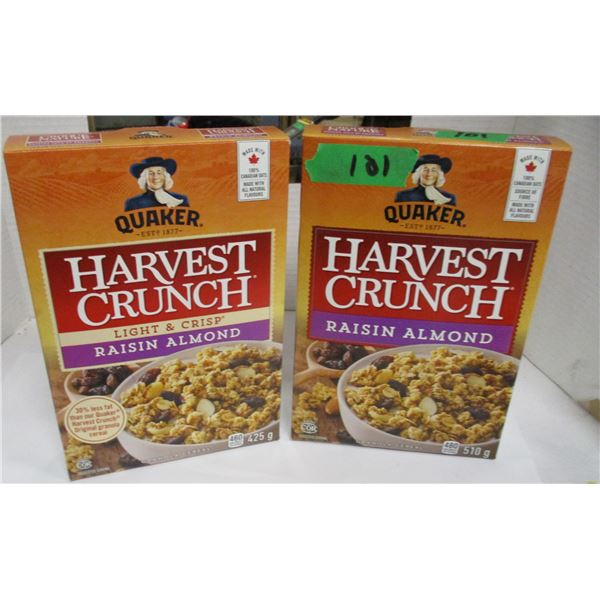 SHELF PULLS (AS IS):  HARVEST CRUNCH RAISIN & ALMOND CEREAL (2 BOXES X 425 G)