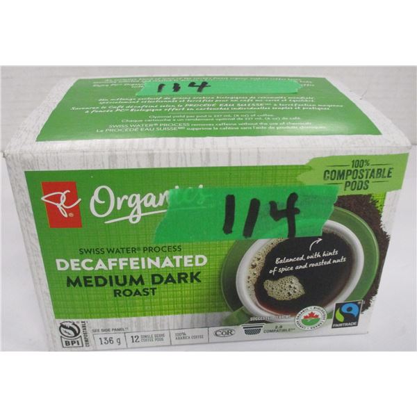 SHELF PULLS (AS IS):  SINGLE SERVE DECAF COFFEE (12 K-PODS) - BOX