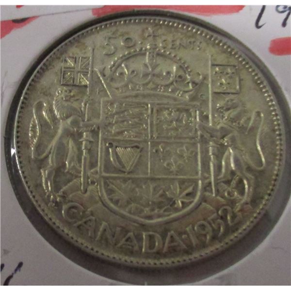 1952 CANADA KING GEORGE VI SILVER HALF DOLLAR