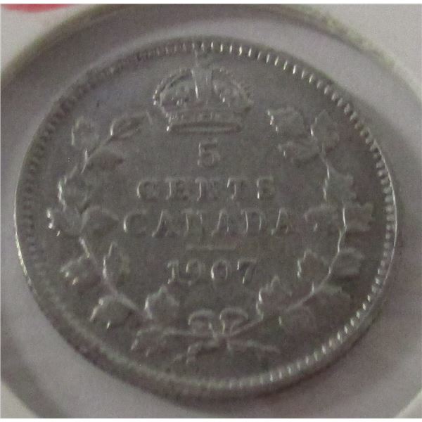 1907 CANADA KING EDWARD VII SILVER FIVE CENT