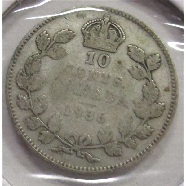 1936 CANADA KING GEORGE V SILVER DIME