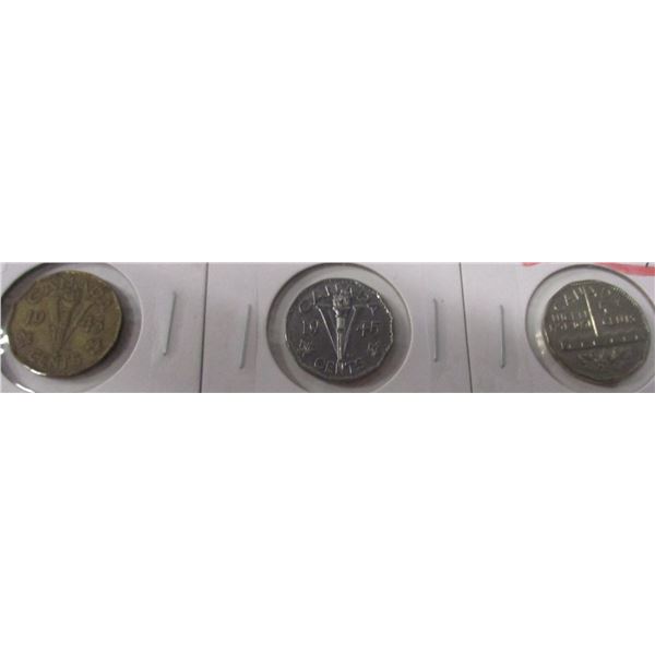 1943 WAR VICTORY, 1945 VICTORY, 1751 - 1951 SMOKE STACK CANADA NICKELS