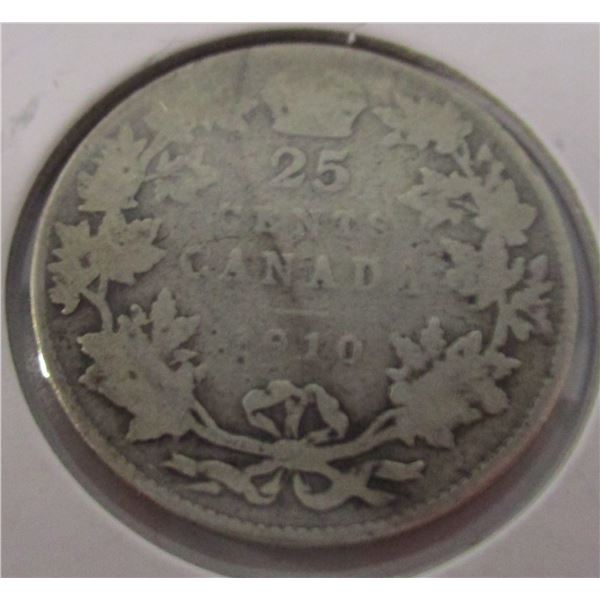 1910 CANADA KING EDWARD VII SILVER QUARTER