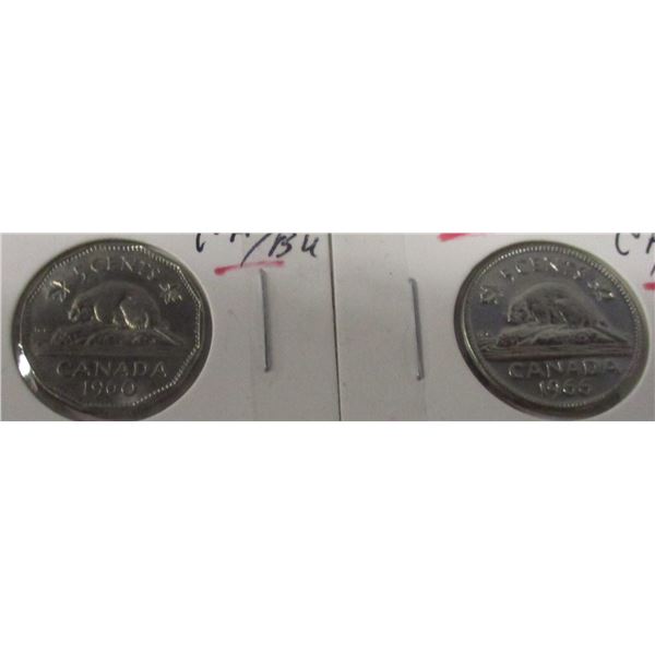 1960 CH/BU (12 SIDED) & 1966 CH/BU SMOOTH SIDE CANADA NICKELS