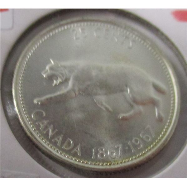 1867 - 1967 LYNX CANADA SILVER QUARTER