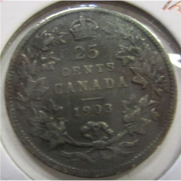1903 CANADA KING EDWARD VII SILVER QUARTER