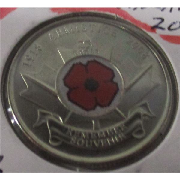 1918 - 2008 CH/BU ARMISTICE REMEMBERING WORLD WAR I CANADA QUARTER