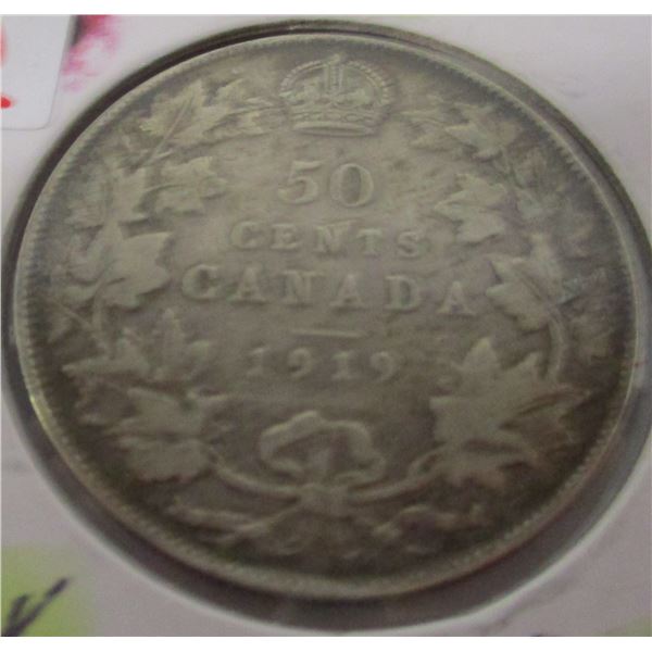 1919 CANADA KING GEORGE V SILVER HALF DOLLAR