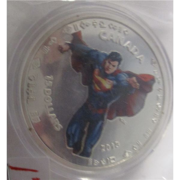 2013 $15 SILVER SUPERMAN COIN (SELLING AS IS - SILVER CONTENT NOT VERIFIED - NOT TESTED)