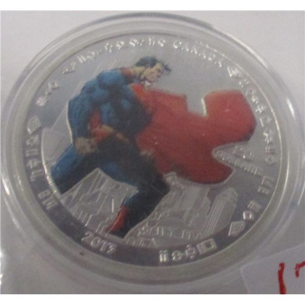 2013 SILVER COLORED SUPERMAN COIN (SELLING AS IS - SILVER CONTENT NOT VERIFIED - NOT TESTED)
