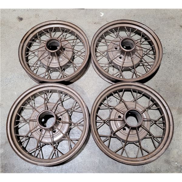 Set of 4 Antique Wire Spoke Wheels