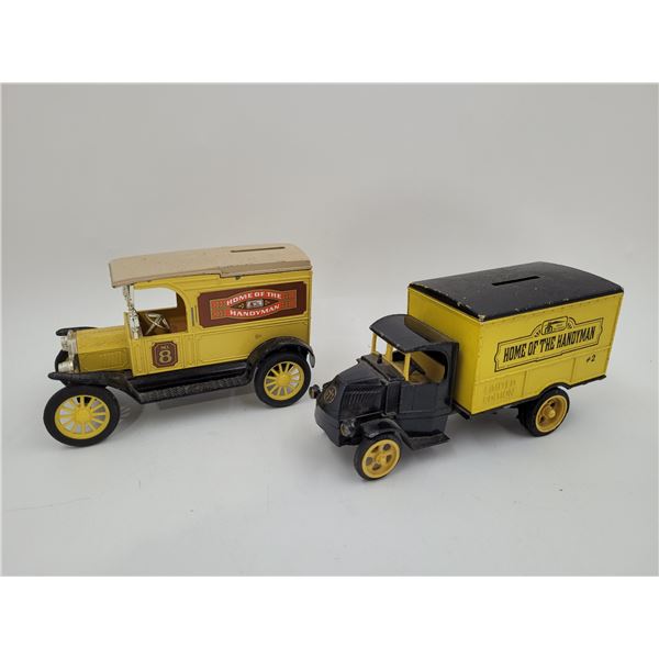 2 Ertl Diecast Ford Model T Delivery Van Coin Banks