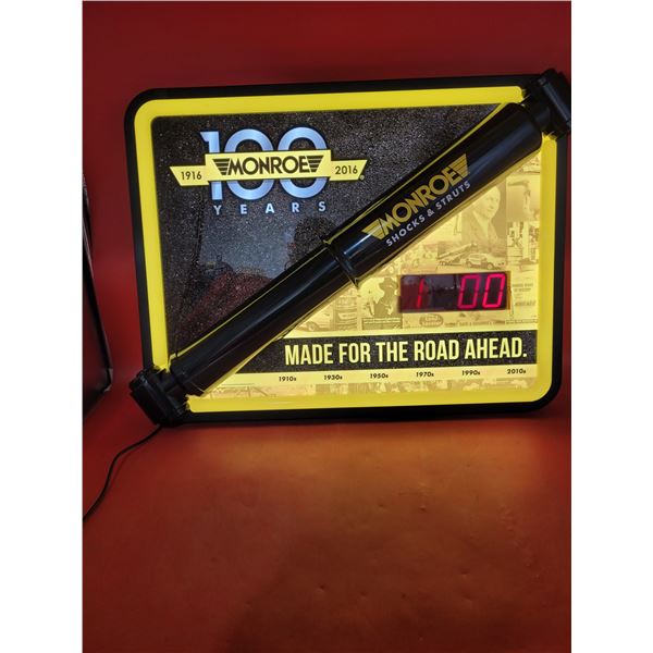 Monroe Shocks & Struts Light-Up Advertising Clock