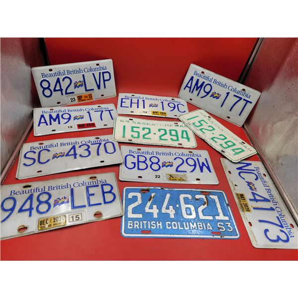 Lot of Mostly British Columbia License Plates (1 Saskatchewan Set)