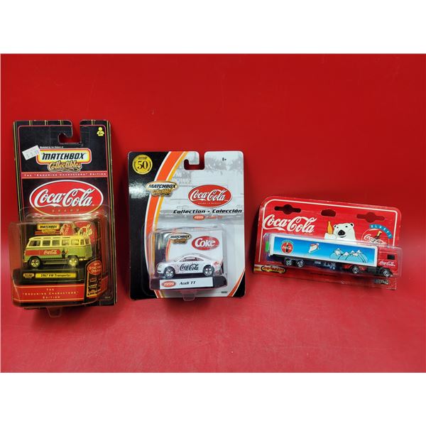 3 Sealed Coca-Cola Vehicles (Matchbox & Majorette)