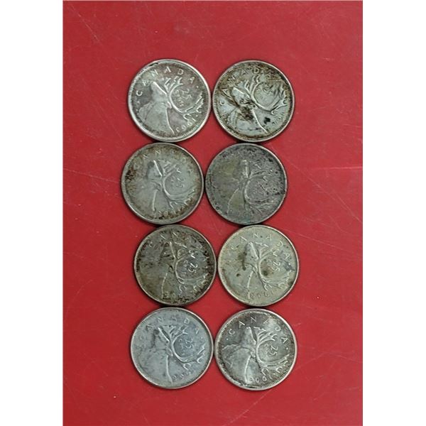 Lot of Silver Canadian Quarters