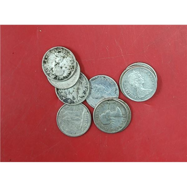 Lot of Silver Canadian Dimes