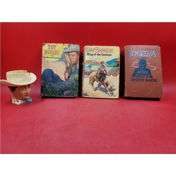 3 VTG Roy Rogers Books & Roy Rogers Figural Cup