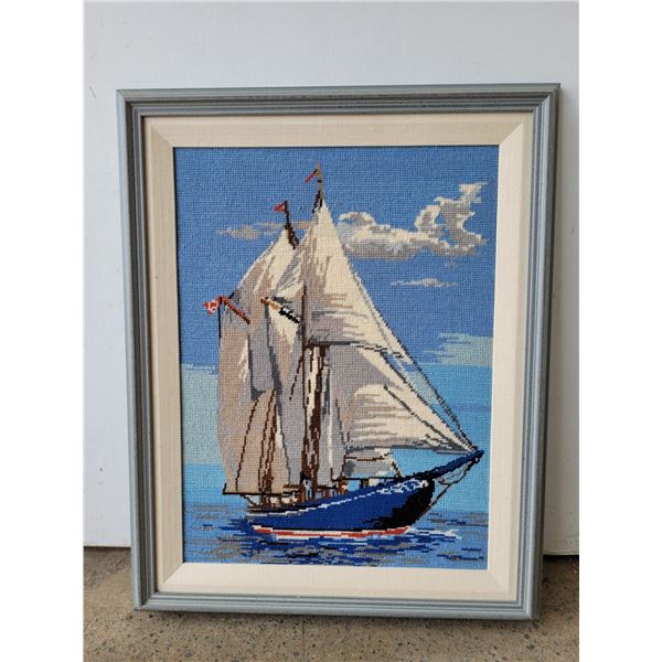 Nautical Sailboat Needlepoint Piece